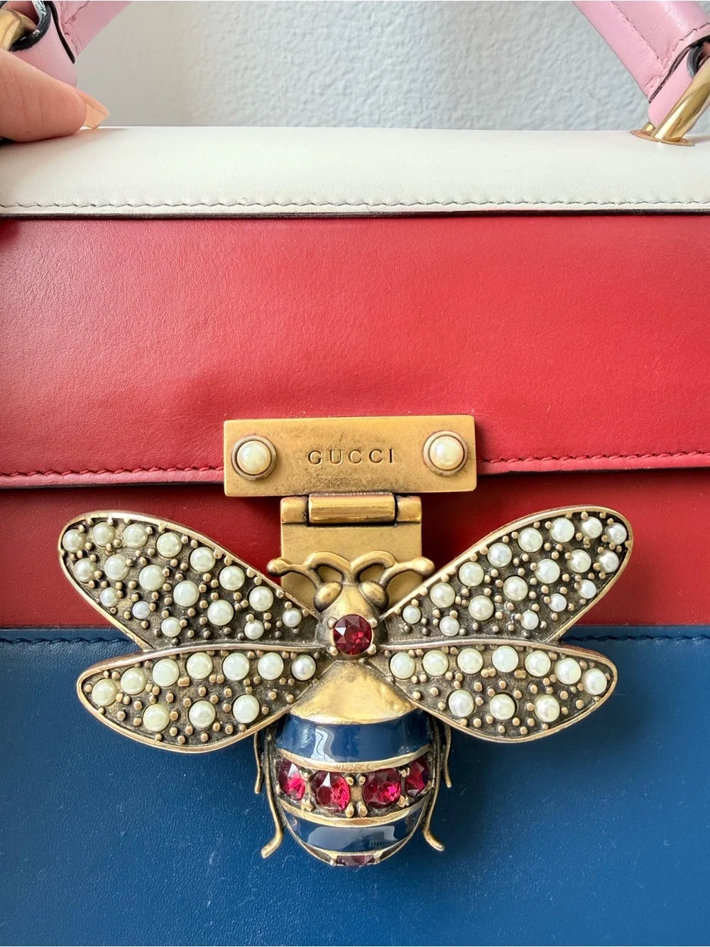 AUTHENTIC GUCCI Queen Margaret Bee Top Handle + COA + Web Strap